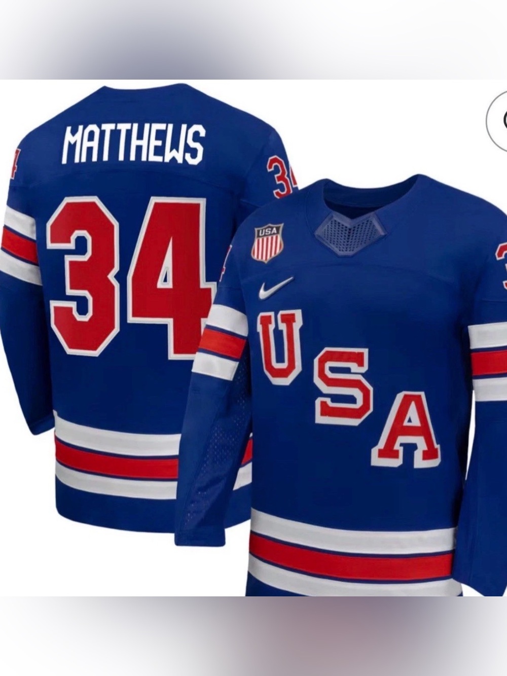 Official Matthews USA NHL jersey